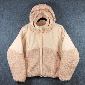 Free People Movement Light Pink Adventure Awaits Hooded Fleece Trim Jacket Large